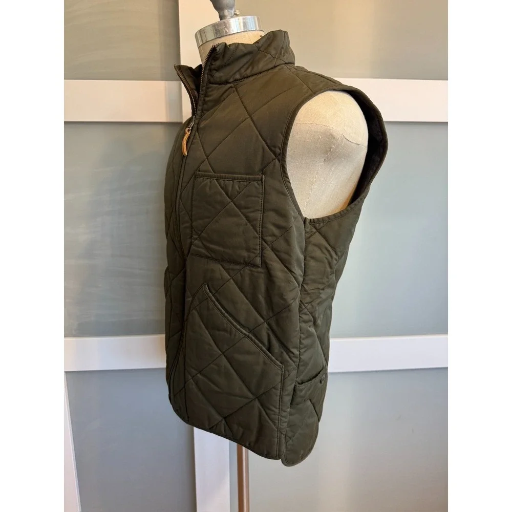 J.Crew Sussex Quilted Vest Mens M Olive Green PrimaLoft Insulated Classic Preppy